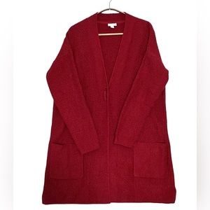 J. Jill Women’s Cardigan Sweater Open Pinned Long Red Size S Relaxed